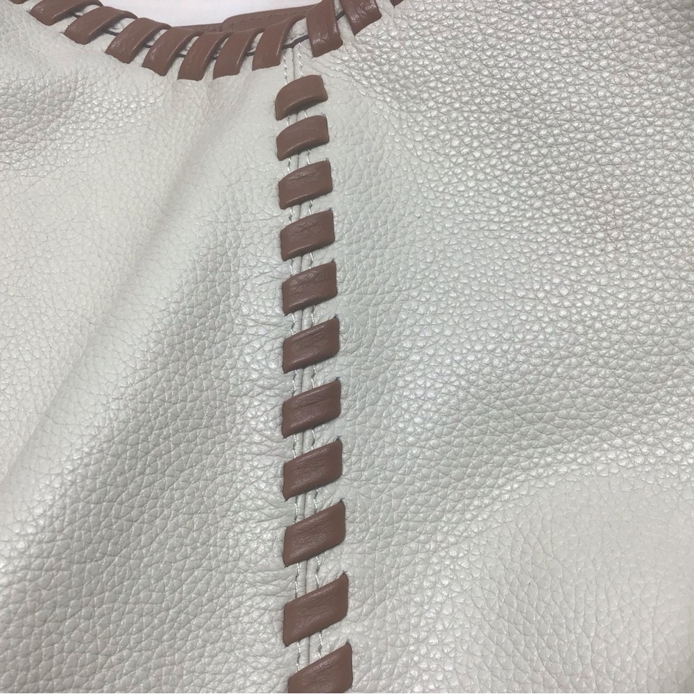 Lodis Leather Lacey Tote Large Hobo Bag, Sand & Chestnut - Picture 9 of 11